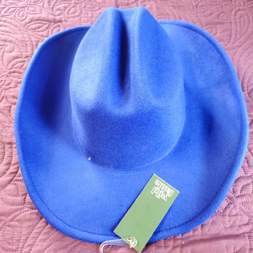 Wild Fable Cowboy Hat, Adjustable Velcro and Wire Rim, Soft Blue Felt, NWT